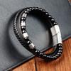 Black Leather Rope Cowhide Men's Double Layer Genuine Leather Woven Bracelet Handmade Multilayer Leather Bracelet 2026