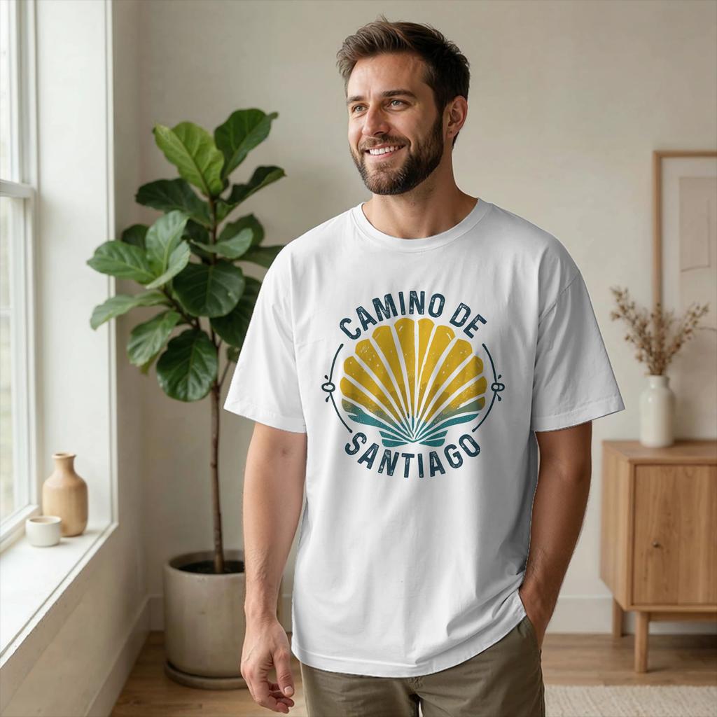 Camino de Santiago Way of St James Unisex T Shirt Hiking Novelty Tee Short Sleeve Round Collar TShirts Cotton Printed merchandise