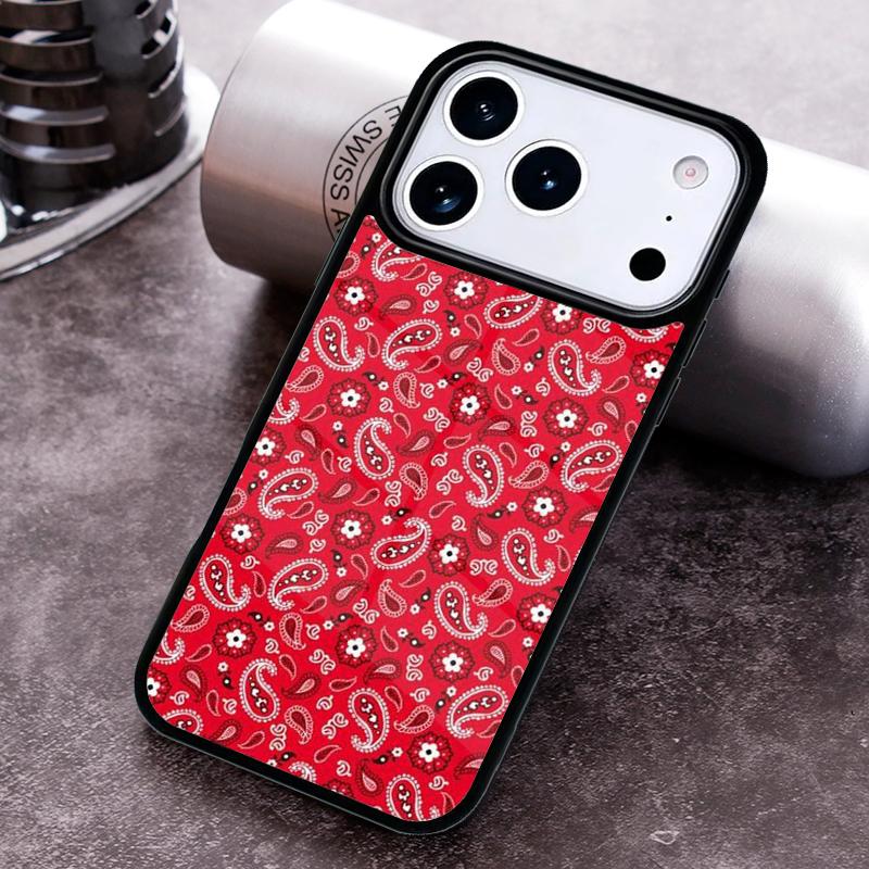 Red Bandana Paisley Phone Case for iPhone 17 16 15 Pro Max Air 14 13 12 11 Plus Shockproof Capa Cover