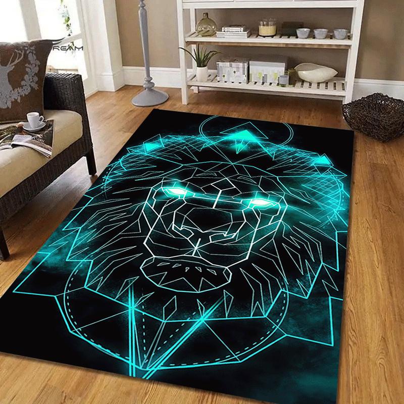 1pc Cool lion Print, Design Area Rug - Soft, Anti-Slip, and Durable Gaming Room Decor for Bedroom, Living Room