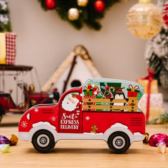 Christmas Candy Box Exquisite Cartoon Car Design Wrought Iron Gift Packing Box for Festival Party Decoration