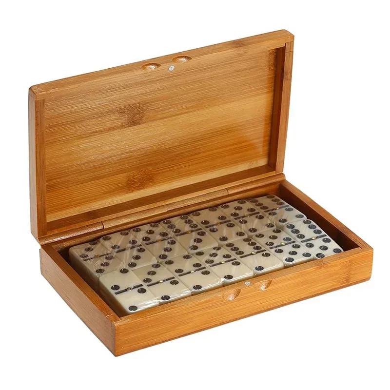 

28pcs/Set Domino Board Games Domino Toys Travel Funny Table Game Kid Children Educational Toy With Bamboo Box For Children Gifts белый