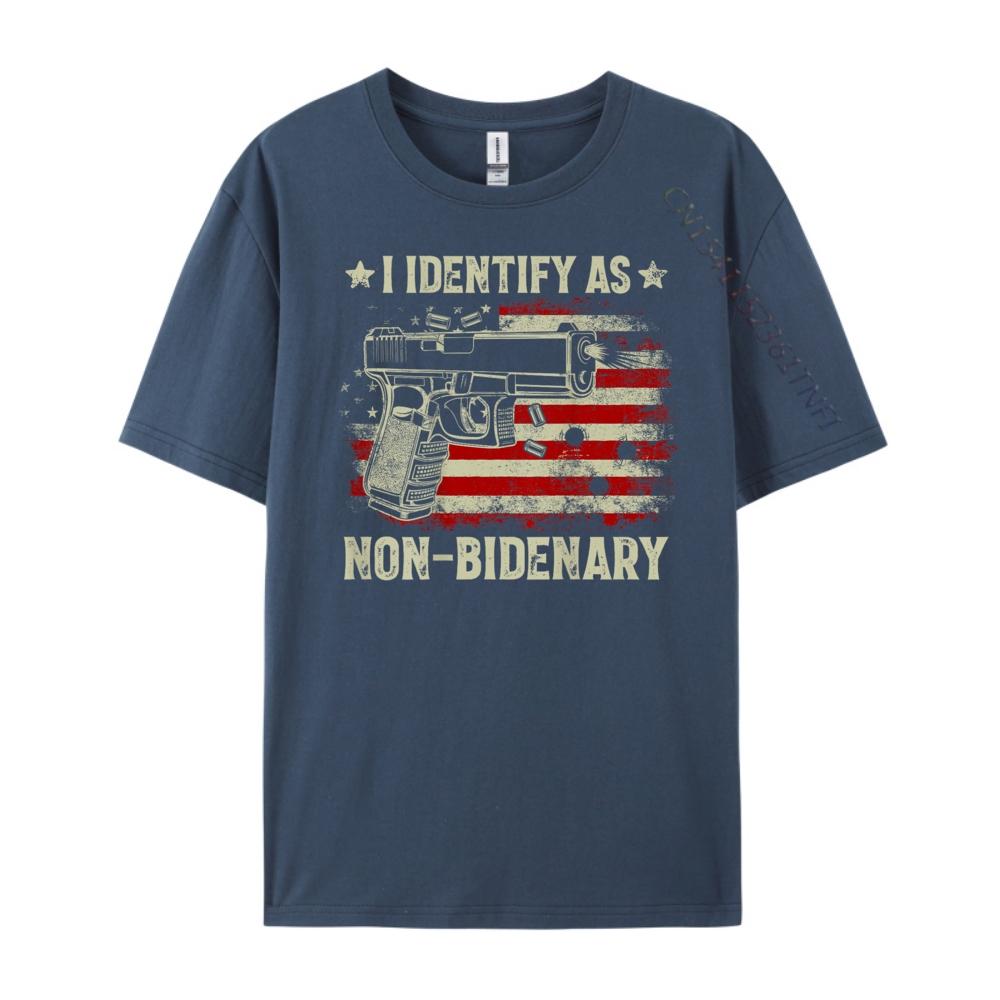 

Gun American Flag Funny I Identify As NonBidenary on back Luxury Clothing SOFT Camiseta Leisure 4XL
