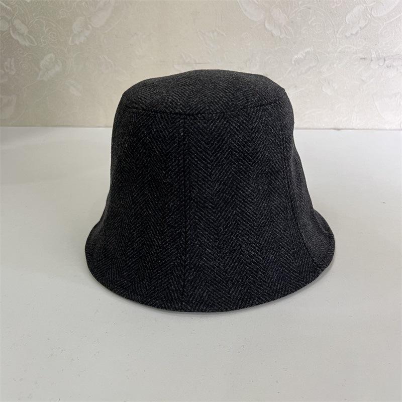 Autumn and winter new solid color wool herringbone fisherman hat children versatile warm face cover deep hat barrel bucket hat
