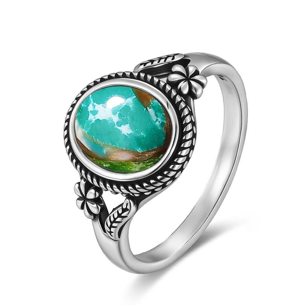 Vintage  Sterling Silver Natural Black Onyx 8*10mm Ring Flower Shaped Ring Fine Jewelry Finger Ring For Women