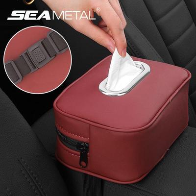 Auto Taschentuchbox Leder Sonnenblende Taschentuchhalter Auto Innenraum Papier Servietten Organizer Dekoration Autozubehör