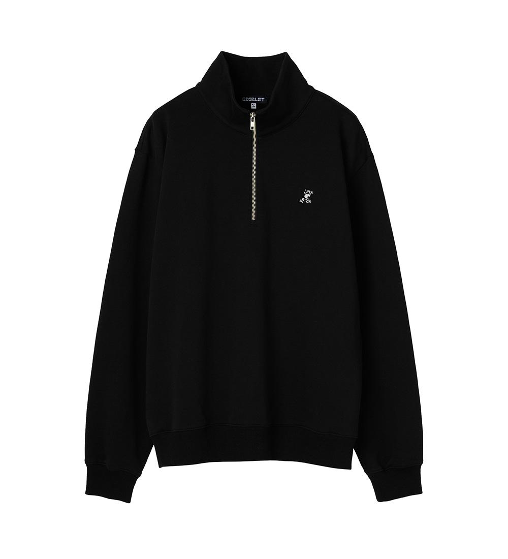 Edible Let Mini Eddy Logo Embroidered Half-Zip Sweatshirt - Black Xl
