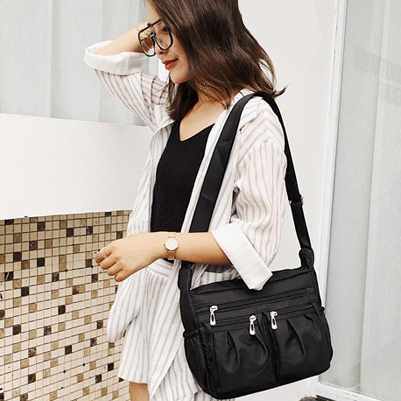 Genți de umăr pentru femei noi, la modă, pentru femei, geantă de nailon impermeabilă, cu fermoar, geantă Messenger