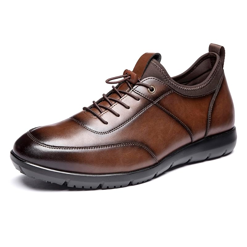 

[Poerkan] I can run business shoes men s super lightweight business sneakers leather shoes bacteriostatic deodorant Easy to walk recruitment work