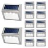 10PCS Solar Step Lights Solar Fence Lights Outdoor 3LED Stainless Steel Wall Lamps Deck Lights For Stair Fence Step Walkway Pati