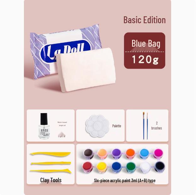 Ladoll White Air-Dry Clay Kit 500g - No-Bake DIY Stone Clay for Figures