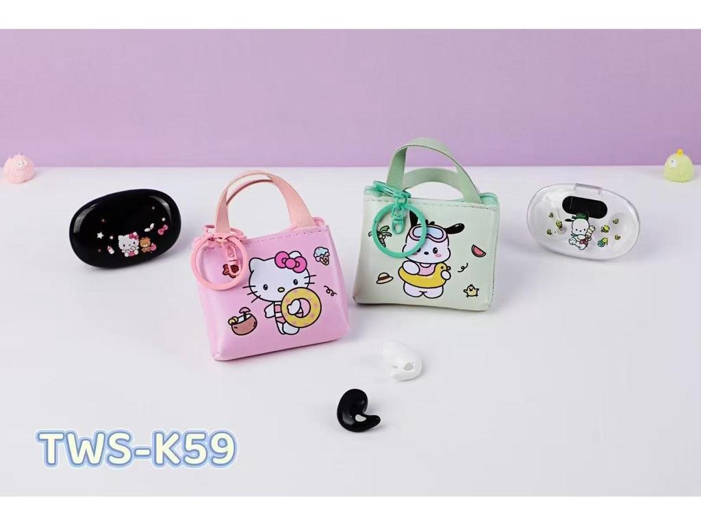 2025 TWS-K59 Bluetooth 5.3 Earphones with Cartoon Coin Purse Wireless Sleep Design