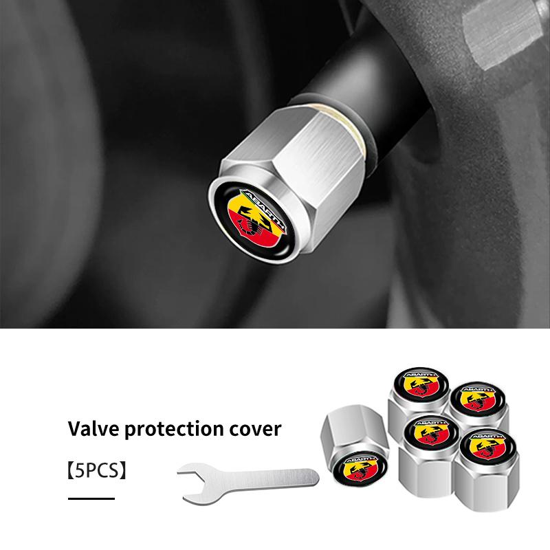 For Abarth 5pcs Metal Car Tire Wheel Theftproof Cap Air Valve Stem Cover Fiat Grande Punto Tipo Stilo Ducato Palio 500x