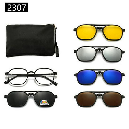 Cross-border TR90 Sunglasses Set: 1 Frame, 5 Polarized Lenses, Unisex, Trendy Driving with Pouch