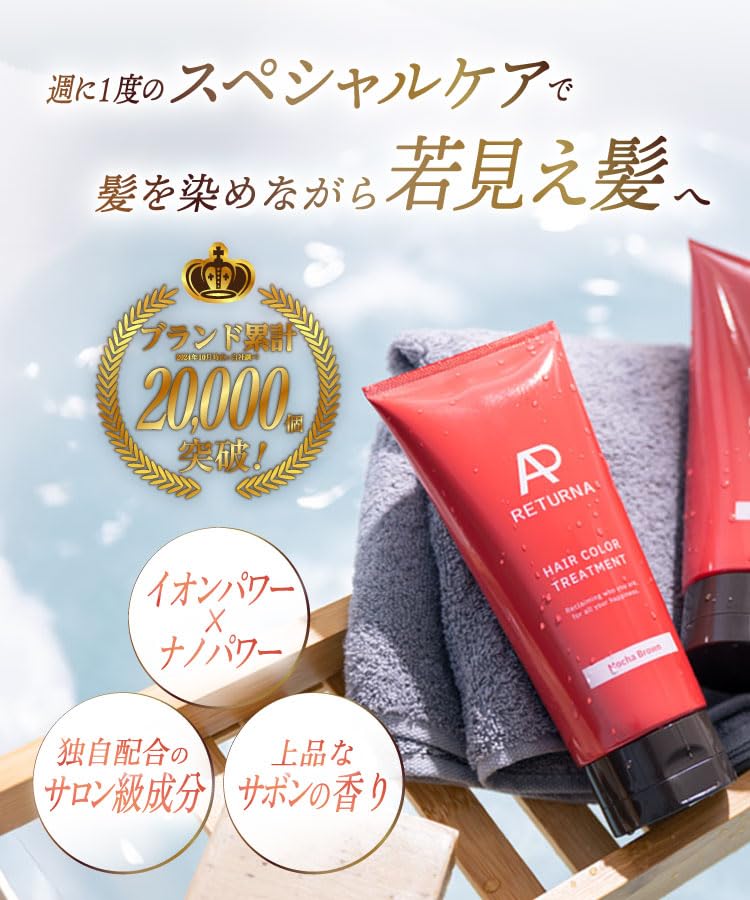 RETURNA Color Treatment for Gray 3 Colors Natural Black Salon Damage As Fast As 5 Minutes [Official] Hair, Women, Available, [Soap Scent], Quality,