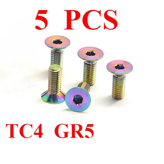5 Stück/Los Lila Grün Gold M3 x 4 5 6 8 10 12 14 15 16 18 20 mm TC4 GR5 Titanlegierung Schrauben Flachsenkkopf Innensechskant