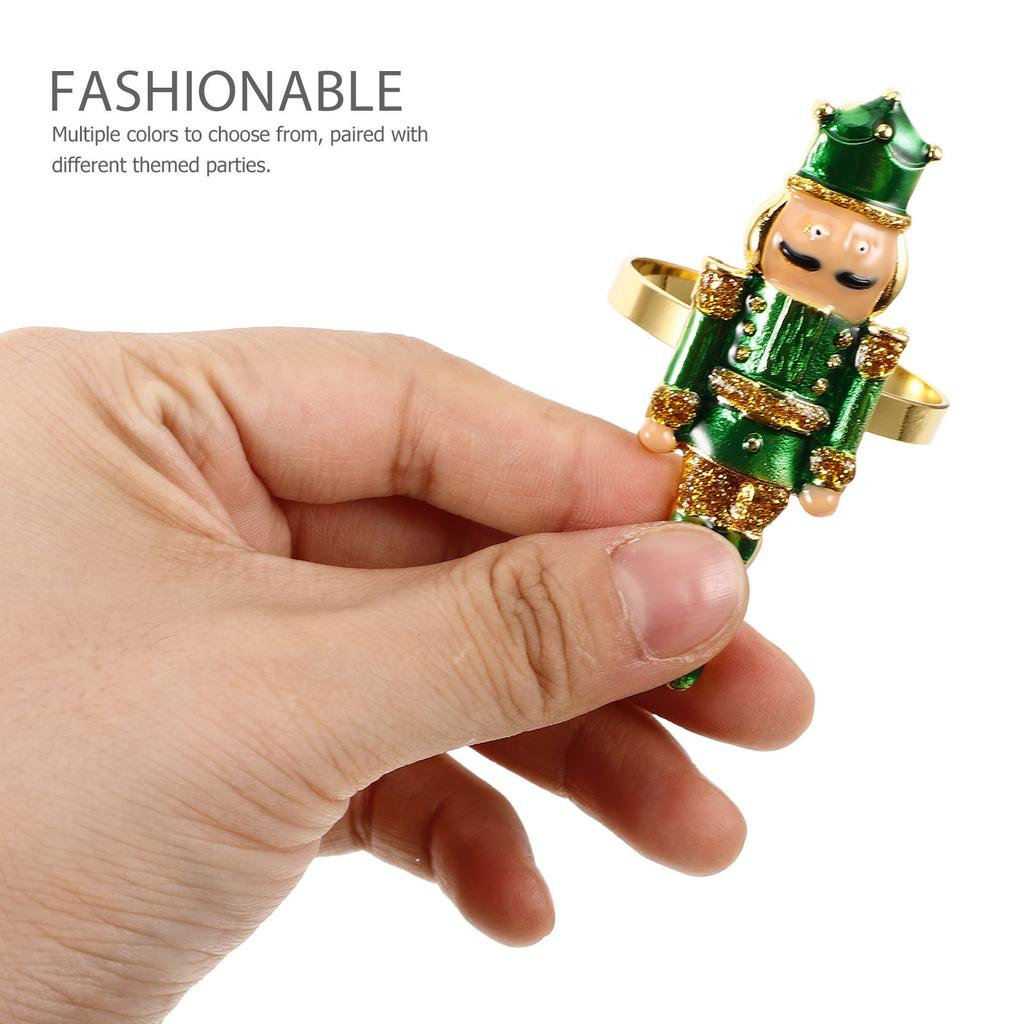 4Pcs Nutcracker Napkin Rings Alloy Reusable Elegant Napkin Buckles Holiday Dining Table Decor Christmas Party Accessories