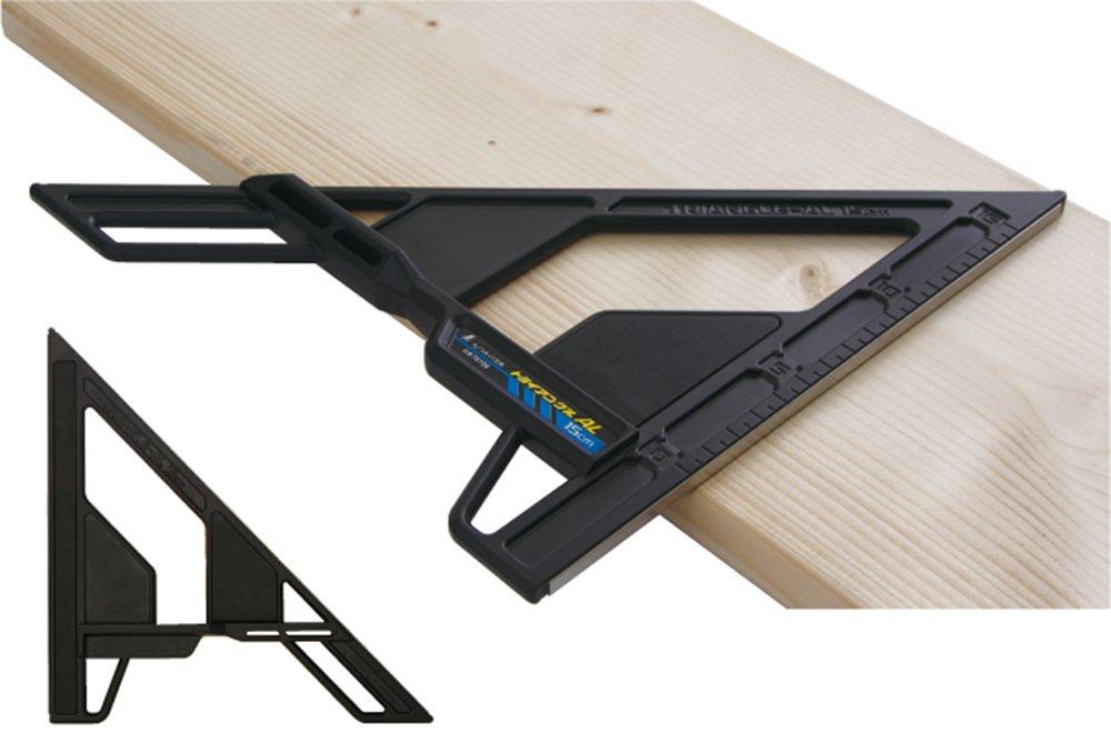 Shinwa Sokutei Triangle Circular Saw Guide with 9mm Black Ruler, AL, 15cm, 78108, Aluminum, Non-Slip Rubber, Stop,