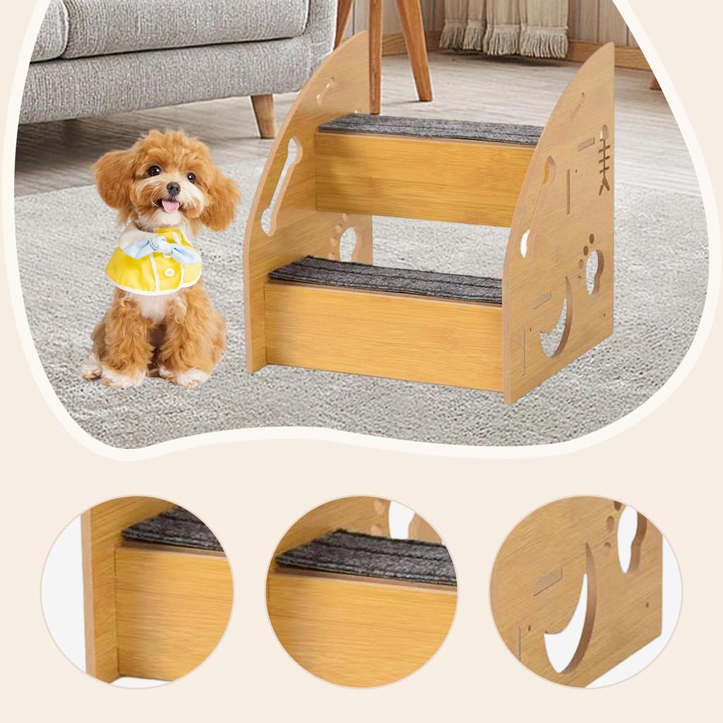 Dog Stair Pet Climbing Steps Wood Comfortable Wear Resistant Pet Stairs for Indoor Bed Couch Sofa Small Dogs and Cats