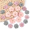 20Pcs Imitation Leather Flower with Diamond Colorful Fabric Flowers for Headdress Clothing Patches Hairpin Brooch Accessories