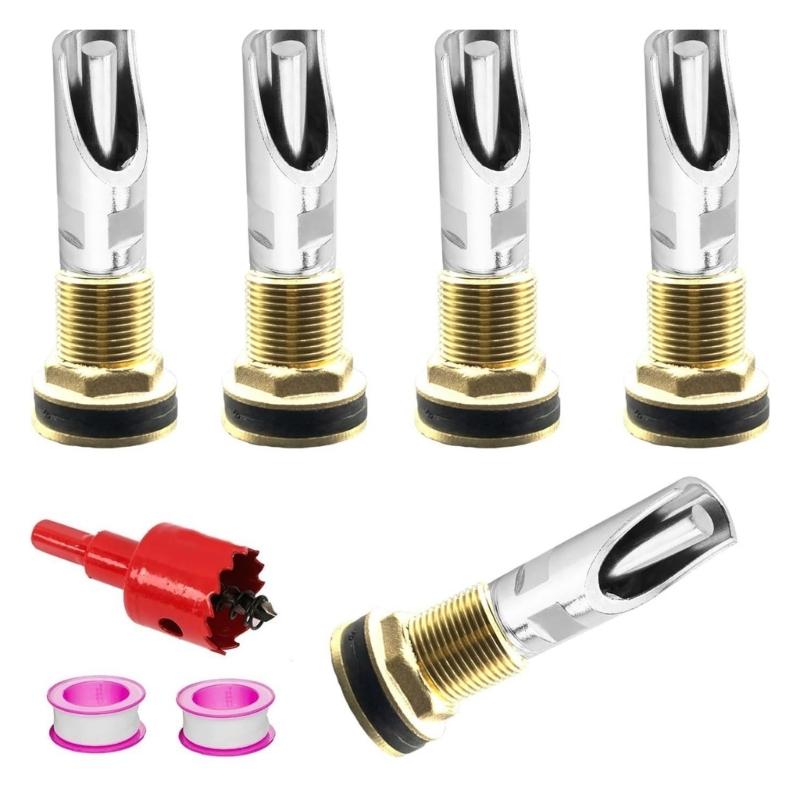 

Pack of 5 Automatic Pig Water Drinker Nipples Stainless Steel Waterer Nipples with Brass Tanks Connector and Hole Opener 1
