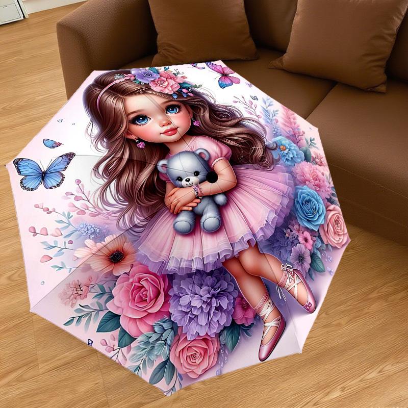 1PC Flower Butterfly Umbrella-8-Rib Reinforced Portable Folding Travel Suitable for All Seasons Outdoor Daily Use-H0326