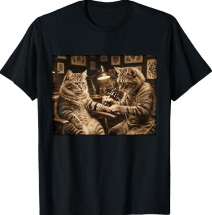 Tatuaggio Gatto Gatto Divertente Meme Gatto Tatuato Umorismo Tatuatore Maglietta