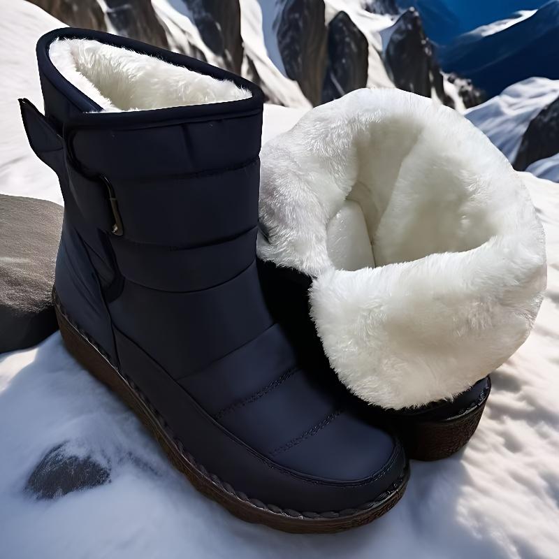 New Winter Plus-Size Women'S Boots with Thickened Fleece High-Tube Round-Toe Flat Snow Boots