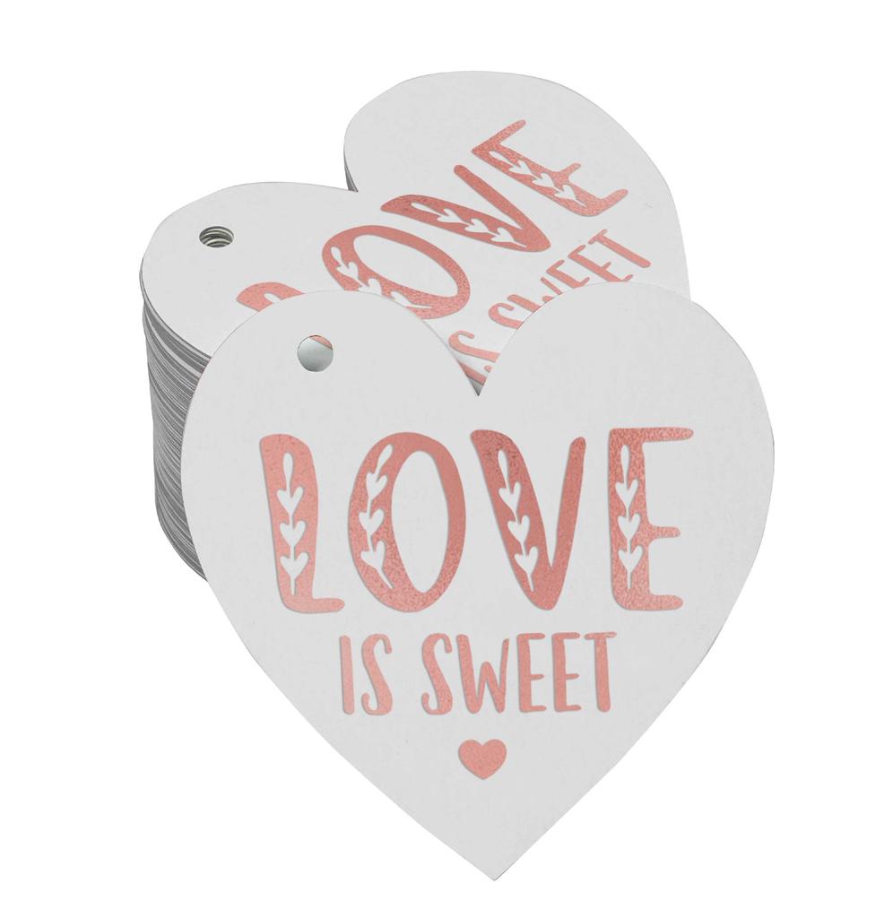 Inkdotpot 100 Pack Real Silver Foil Paper Tag Love Is Sweet Wedding Favor Hang