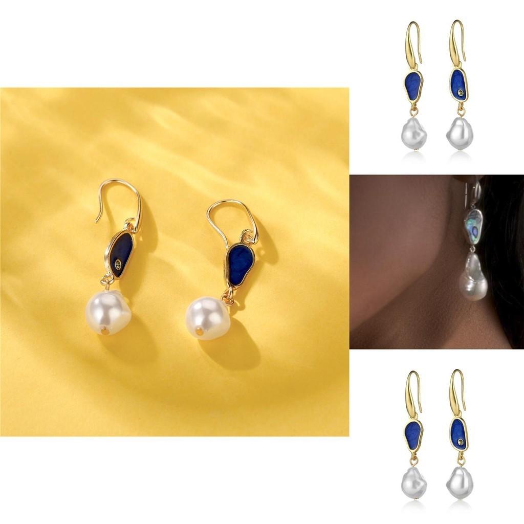 Elegant Pearl Drop Earrings With Geometric Alloy Design Perfect For Fashionistas