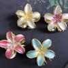 3Pcs Women Hair Claw Enamel Surface Anti-slip Teeth Flower Shape Back Head Hair Clip Lightweight Hair Accessory