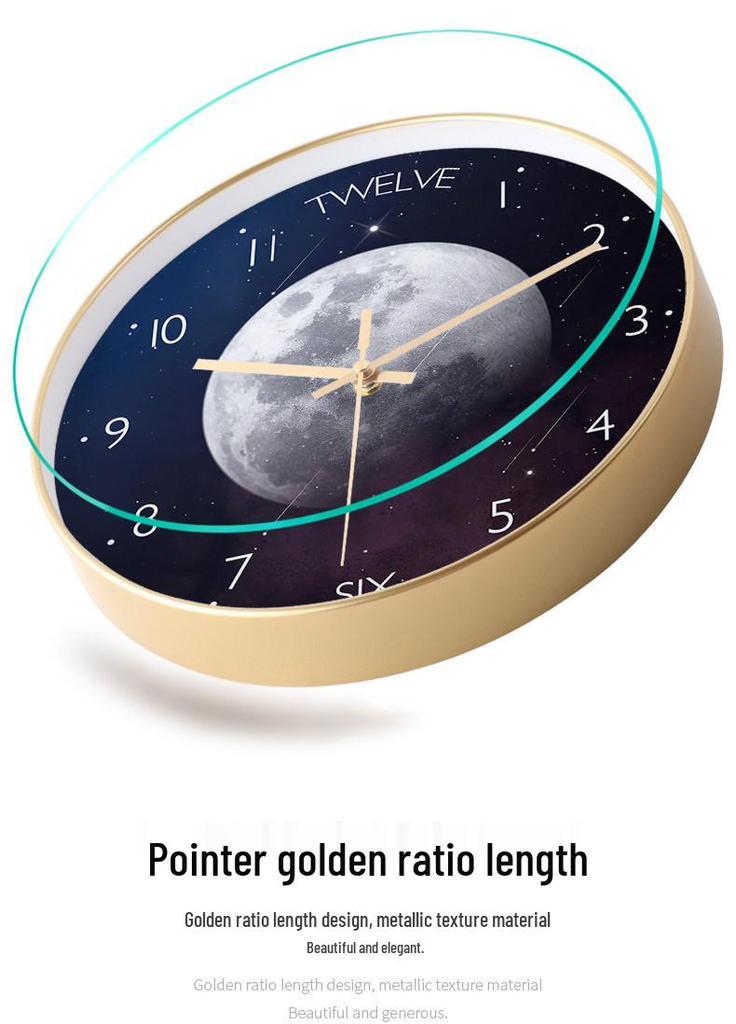 Moonstone Quartz Wall Clock - Silent, Artistic Design with Automatic Time Sync for Living Room