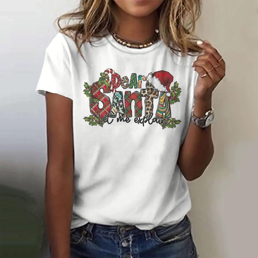Забавная женская футболка с 3D-принтом Санта-Клауса 5XL