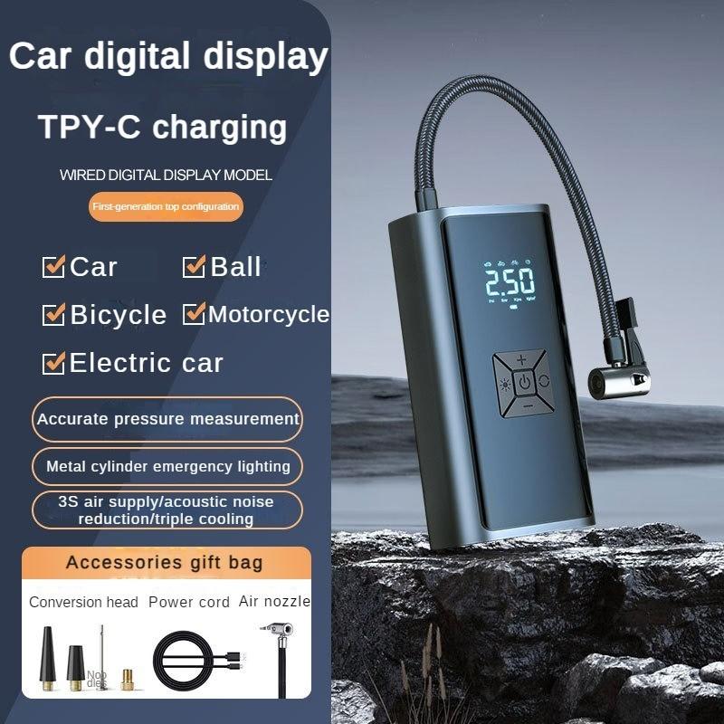 80W Car Mounted Large Battery Inflation Pump  Portable Wireless Air Pump Equipped with LED Anti Freeze Electric Pump