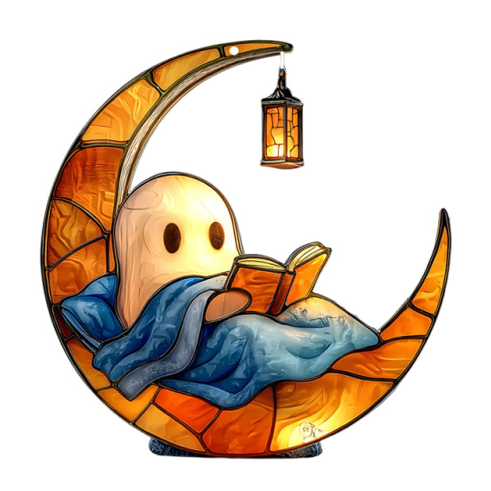 Halloween Cute Ghost Hanging Sign with Chain Halloween Acrylic Hanging Ornament Cute Ghost Wall Decor Spooky Dangler