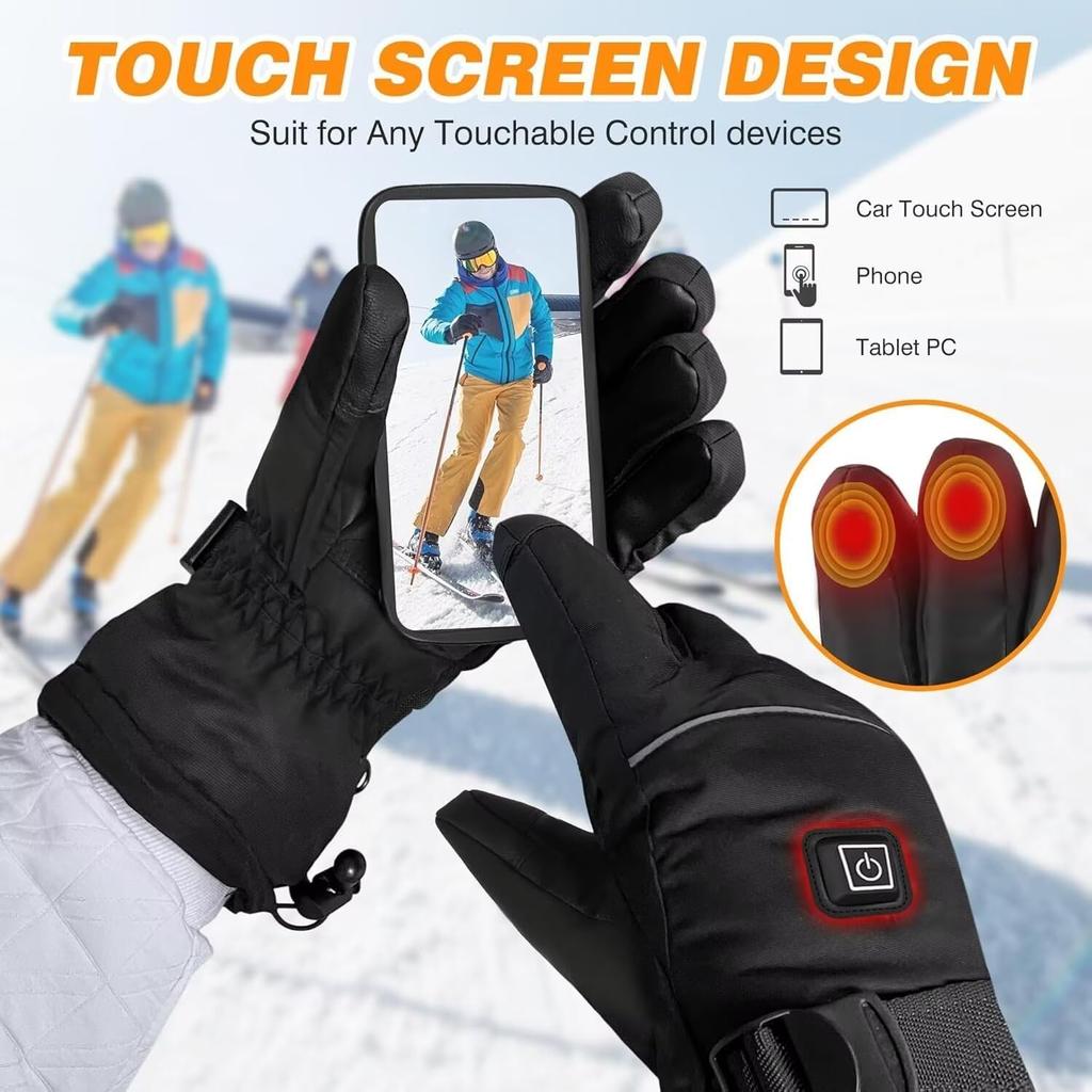 Heated Gloves for Men - Rechargeable Electric Battery Heated Gloves for Men and Women Touchscreen Winter Thermal Glove with 3 Heating Levels