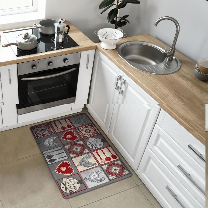 Tapis - Rustico - 45 x 75 cm - Rouge - Moderne - Anti-dérapant