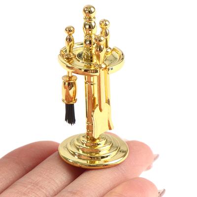 4 Peças de Liga de Metal Miniatura Ferramentas de Limpeza Suporte de Exibição Para Decoração de Casa de Bonecas 1/12
