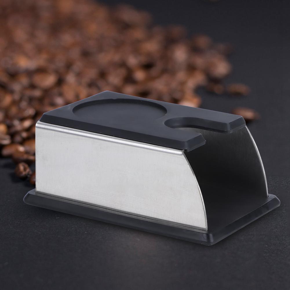 NonSlip Stainless Steel Coffee Tamper Stand Holder Tamping Mat Coffee Machine Accessory(Black )