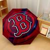 Boston Red Sox Print Auto 8?Ribs Folding Umbrella Wind Resistant Lightweight Automatic Umbrella For Daily Travel