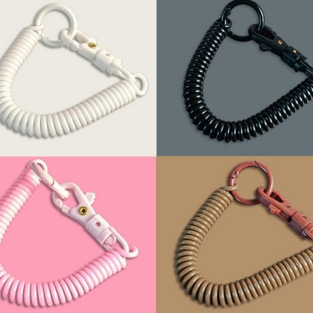 Elastic Straps Spiral Spring Lanyard Retractable Telescopic Spring Key Ring Outdoor