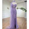 High-end one-shoulder long-sleeved fish-tail split-ended long dress light luxury temperament celebrity banquet hosting dress LA11918