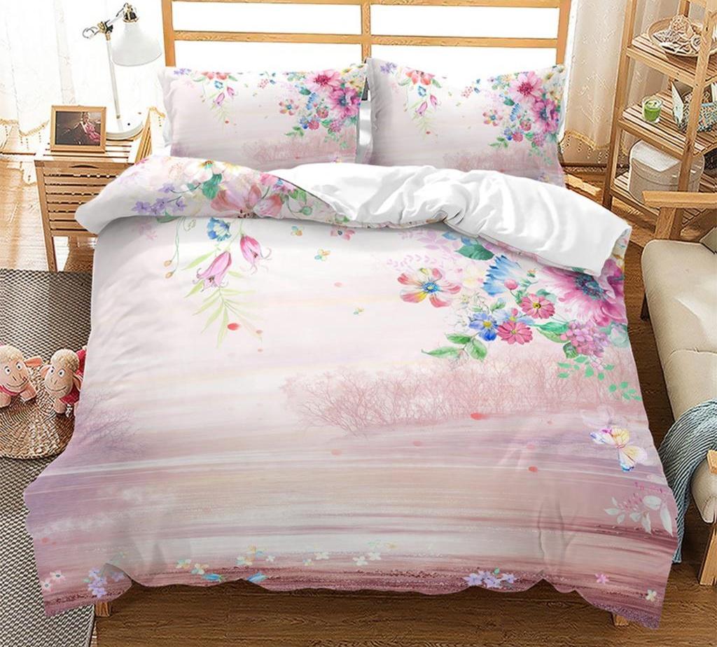 Spring Flower Duvet Cover King Size Double Bed Pink Cherry Blossom Bedding Set for Girls Teens Adults Room Decoration 3 Pcs