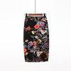 Elegant Hip Skirt Retro Floral Fashion Print High Waist Skirt Knee-length Summer Cool Short Skirt