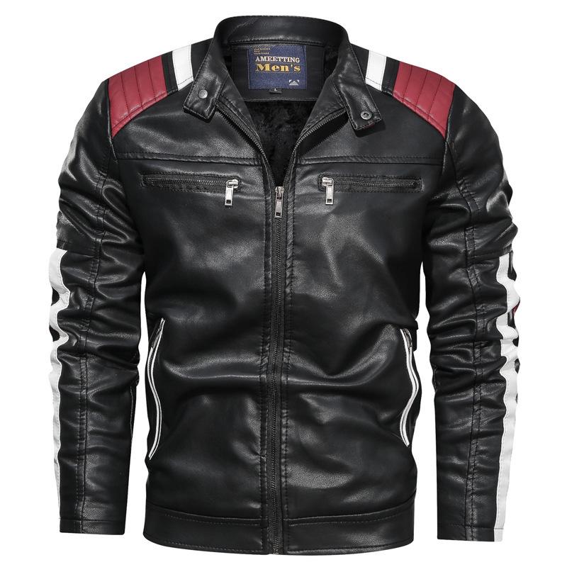 Men's leather jacket new men's jacket pu jacket locomotive clothing fleece leather jacket men's leather jacket