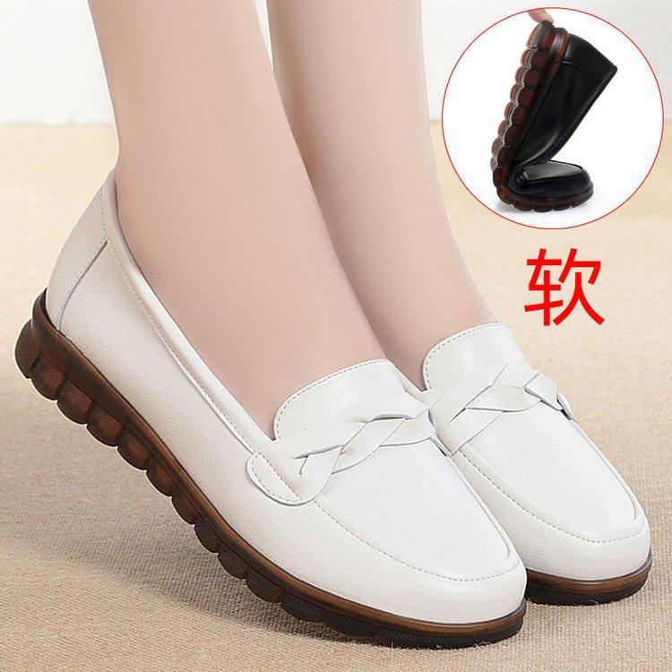 Leather Soft Sole Beef Tendon Sole Non-slip Casual Middle-aged and Elderly Mother Shoes Women's Leather Shoes Middle-aged Single Shoes Women's Shoes