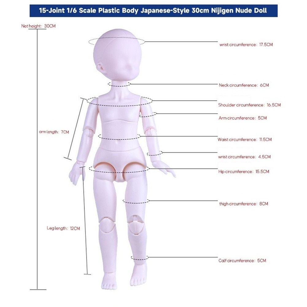 White Skin Doll Hair Transplant Head Straight Hair 1/6 BJD Girl Body Joints Movable Body Toys