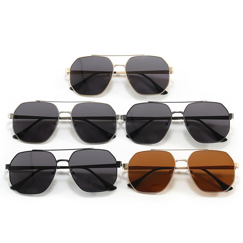 Retro metal large frame men's double beam polarized sunglasses driver driving sunshade sunglasses fishing glasses toad glasses