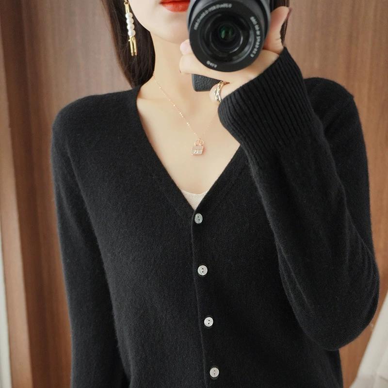 Spring Autumn Women Sweater Knitting Basic Fashion Tops Tees Cardigan Long Sleeve Korea Shirt Loose Casual Show Thin Coat