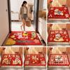 Cute Horse Pattern New Year Door Mat Red Bath Mat Water Absorption Soft Foot Mat Home Decorations